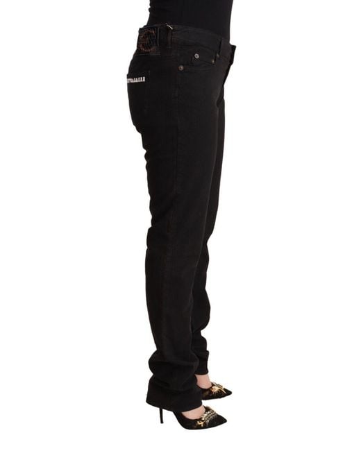 Just Cavalli Black Sleek Mid-Waist Slim Fit Jeans