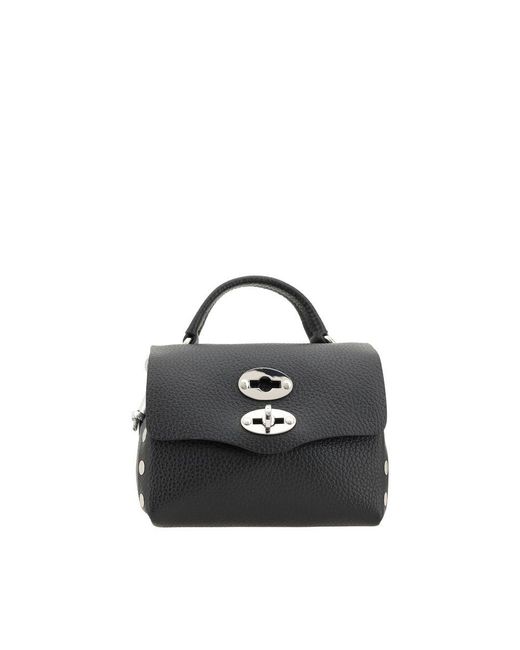 Zanellato Black Calf Leather Bos Taurus Shoulder Bag