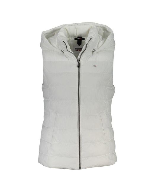 Tommy Hilfiger Gray Chic Sleeveless Jacket With Removable Hood