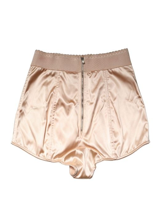 Dolce & Gabbana Natural Beige Silk Blend High Waist Girdle Panty Underwear