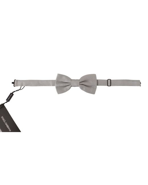 Dolce & Gabbana Gray 100% Silk Adjustable Neck Papillon Tie for men