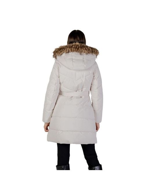 Guess Gray Cream Polyester Coat