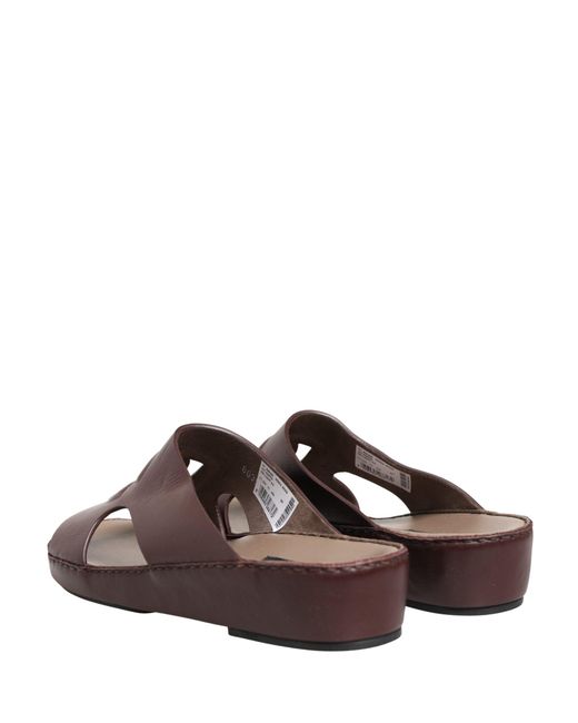 Dolce & Gabbana Brown Maroon Leather Cutout Dg Logo Sandals Shoes