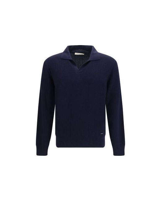 Brooksfield Blue Wool Oves Aries Cardigan for men