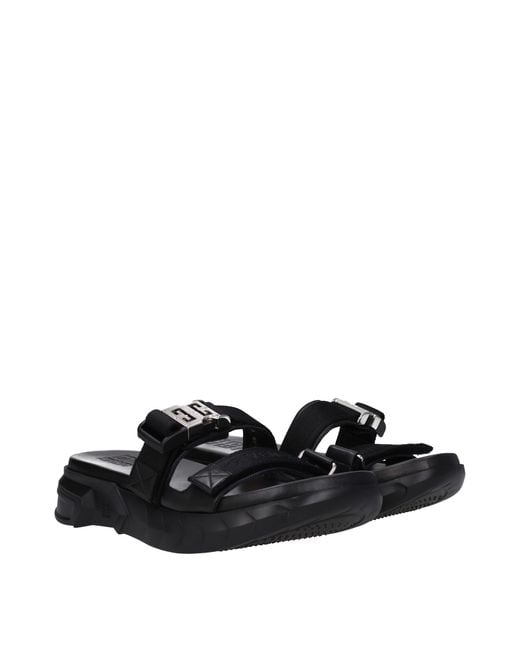 Givenchy Black Buckle Strap Leather Sandals for men