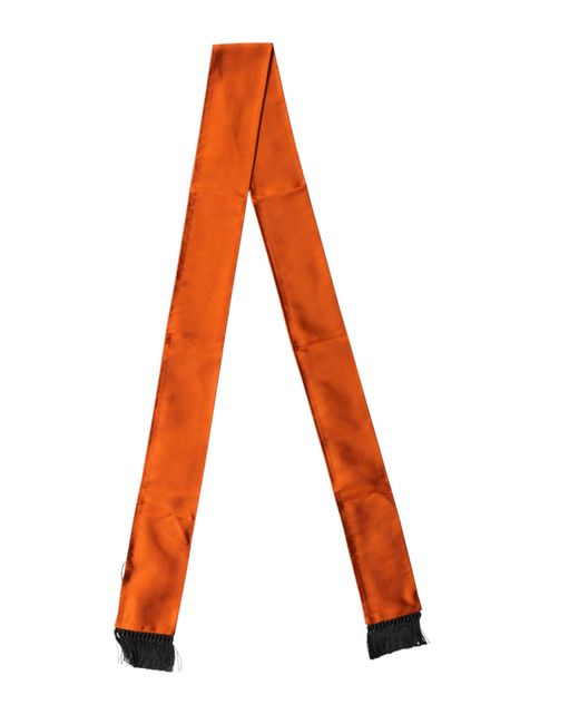 Dolce & Gabbana Orange Silk Fringes Neck Wrap Foulard Scarf for men