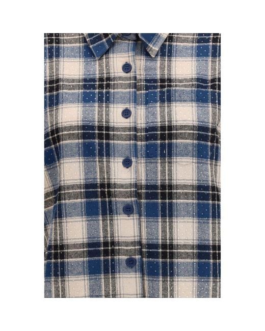 P.A.R.O.S.H. Blue Cotton Pattern Shirt