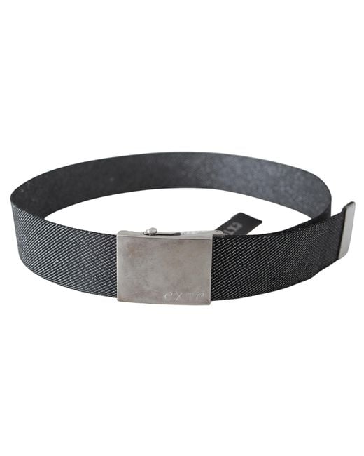 Exte Black Elegant Canvas Waist Belt With Buckle