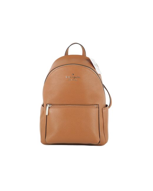 Kate Spade Brown Leila Medium Warm Gingerbread Pebbled Leather Backpack Bookbag