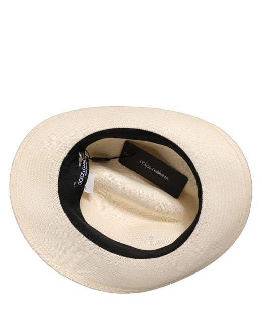 Dolce & Gabbana Black Men White Paper Straw Fedora Panama Capello Hat for men