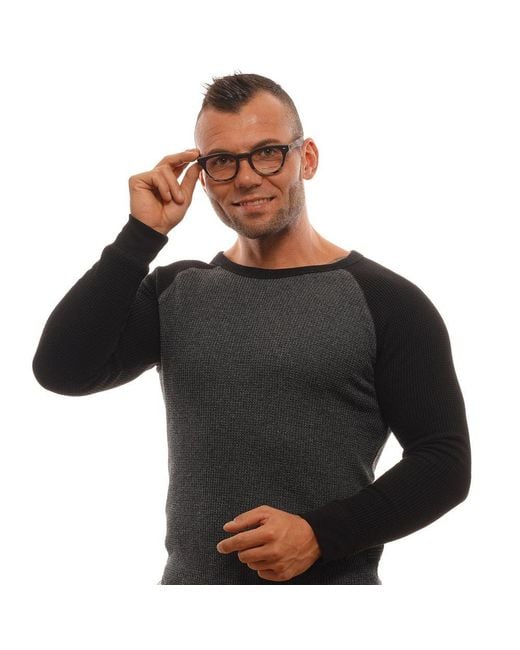 Zegna Black Round Acetate Eyeglasses for men