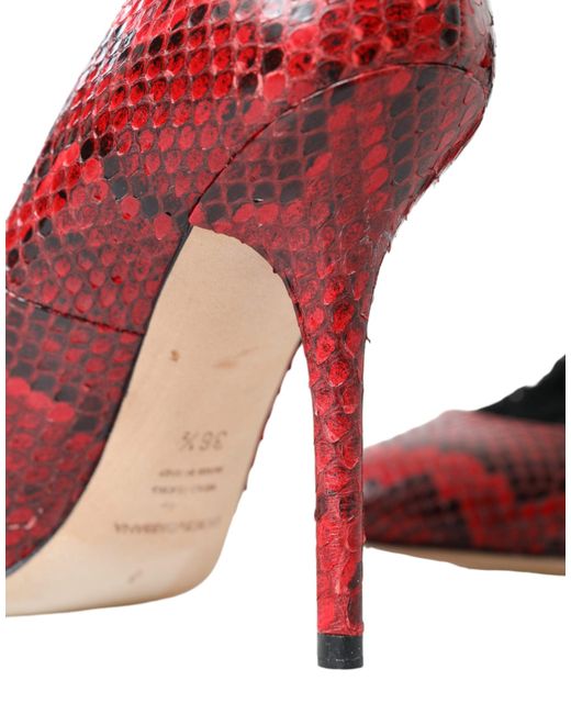 Dolce & Gabbana Red Ayers Leather Lace Socks Pumps Shoes