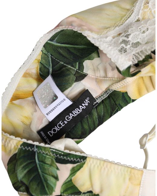 Dolce & Gabbana Metallic Multicolor Floral Print Non Wire Bra Underwear
