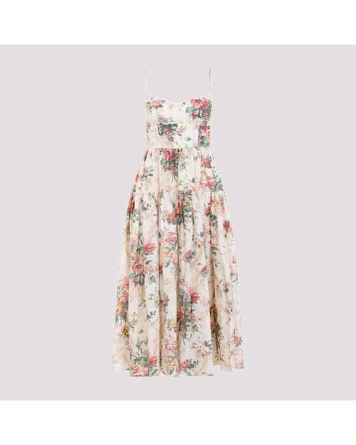 Erdem Natural Strappy Tier Fit And Flare Midi Dress