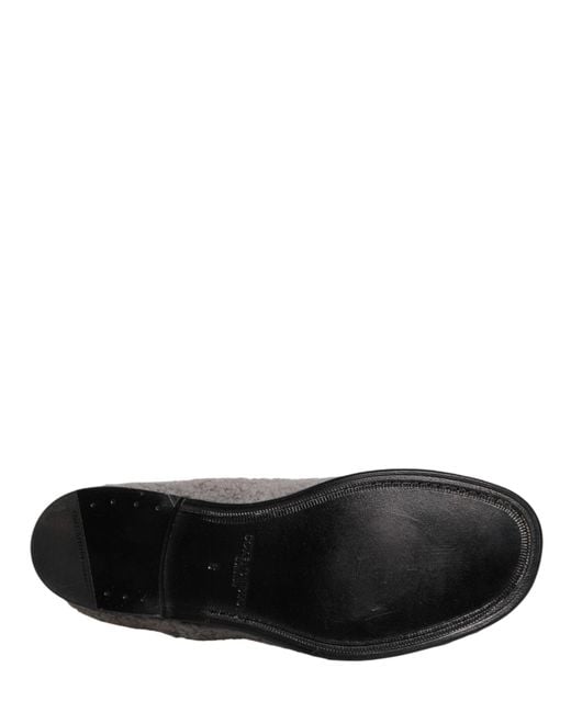 Dolce & Gabbana Gray Fleece Lace Up Men Derby Dress Shoes for men