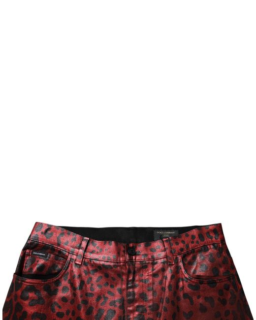 Dolce & Gabbana Red Leopard Cotton Straight Men Denim Jeans for men