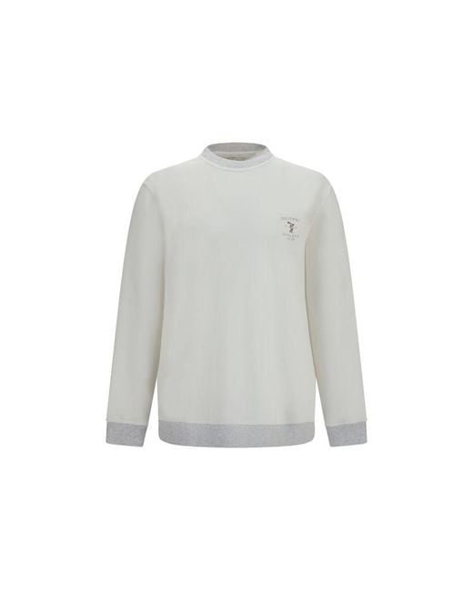 Brunello Cucinelli Gray White Cotton Sweatshirt for men