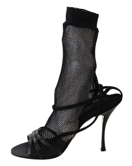Dolce & Gabbana Black Suede Short Boots Sandals Shoes