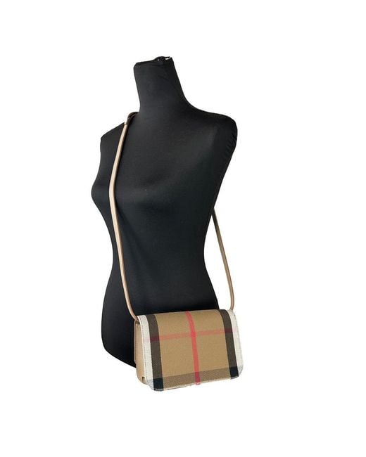 Burberry Black Small Leather Madison Crossbody Check Bag Canvas