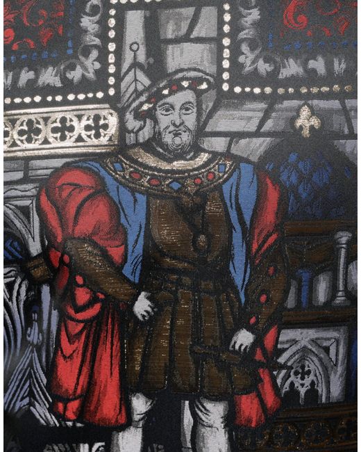 Dolce & Gabbana Black Multicolor Jacquard Crew Neck Sweatshirt Sweater for men