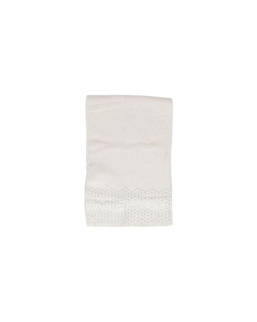 Pieces White Beige Polyester Scarf