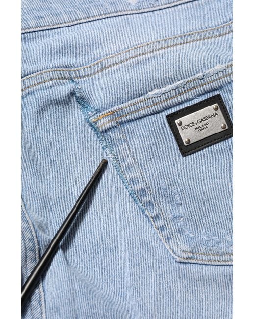Dolce & Gabbana Blue Cotton Distressed Slim Fit Denim Jeans Co+01 Clothing for men