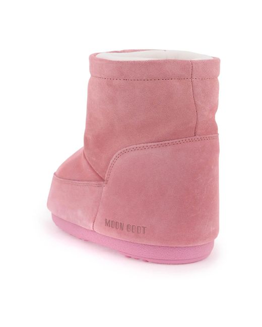 Moon Boot Pink Icon Low No Lace Suede Boots