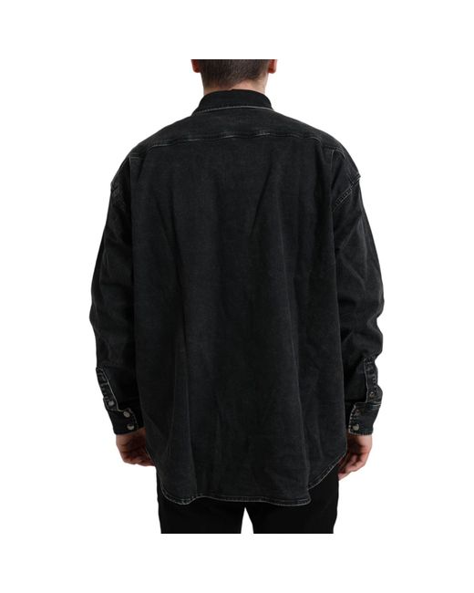 Dolce & Gabbana Black Cotton Long Sleeve Denim Casual Shirt