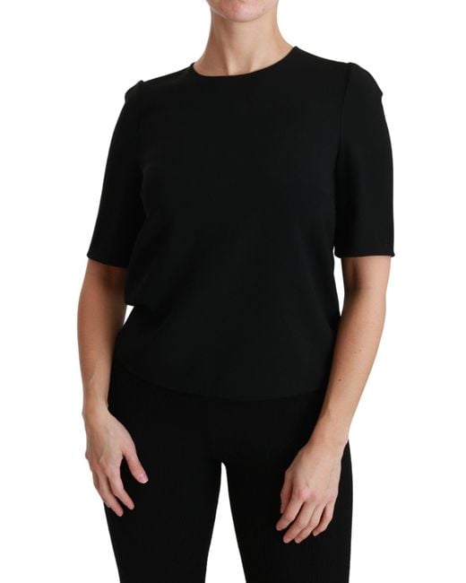 Dolce & Gabbana Dolce Gabbana Black Short Sleeve Casual Top Stretch Blouse