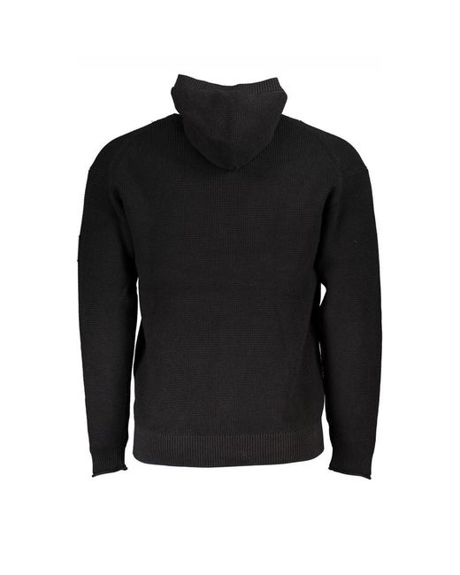 Calvin Klein Black Cotton Sweater Hooded Half Zip for men