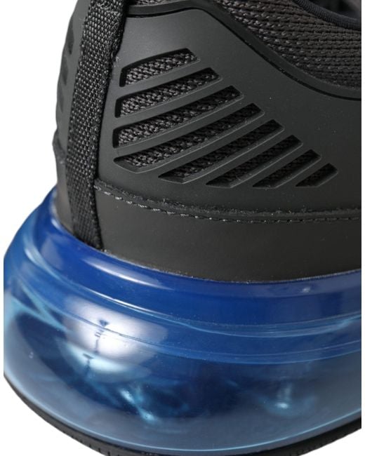 Prada Black Blue Rubber Knit Slip On Low Top Sneakers Shoes for men