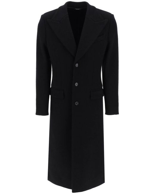 Dolce & Gabbana Black Techno-wool Deconstructed Coat for men