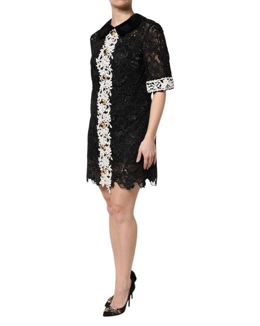 Dolce & Gabbana Black Floral Lace Embellished Mini Dress for men
