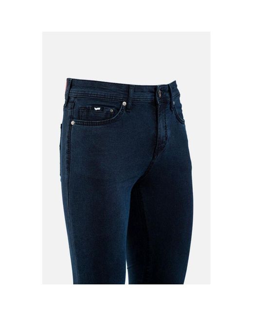 Gas Blue Cotton Skinny Jeans for men