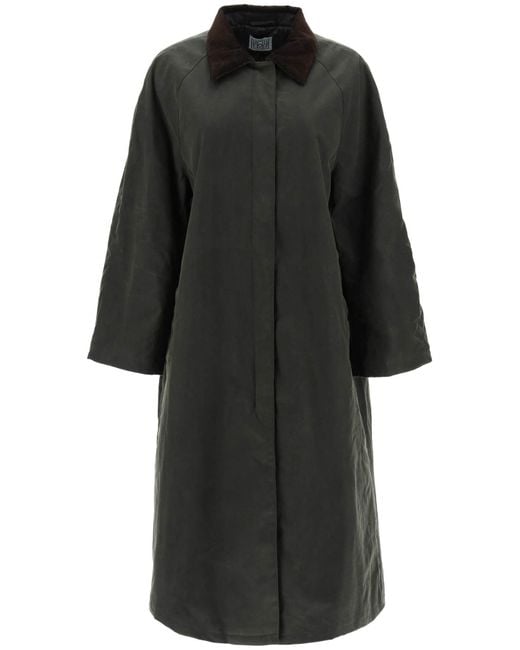 Totême Country Coat In Waxed Cotton in Black Lyst UK