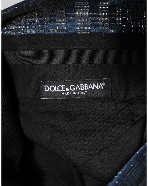 Dolce & Gabbana Blue Silver Shiny Silk Skinny Men Trouser Pants