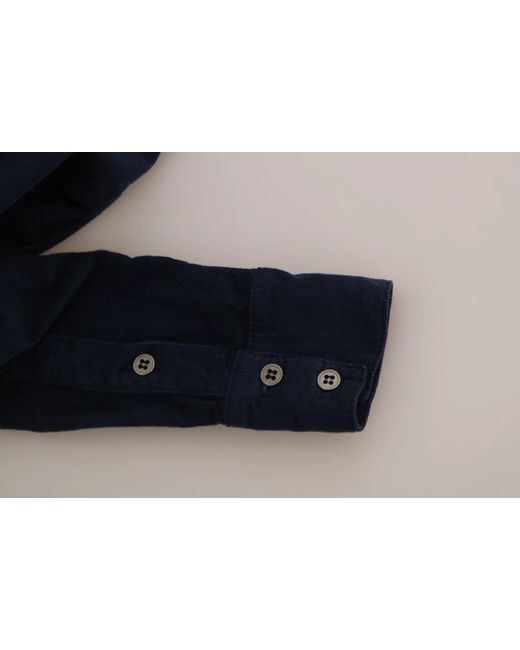 Acht Cotton Blue Corduroy Long Sleeves Shirt Top Blouse