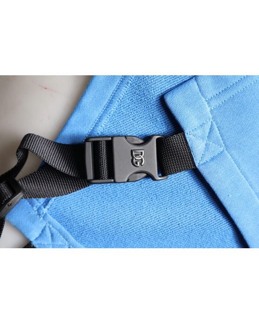 Dolce & Gabbana Blue Cotton Hooded Men Sportswear Vest Sweater for men
