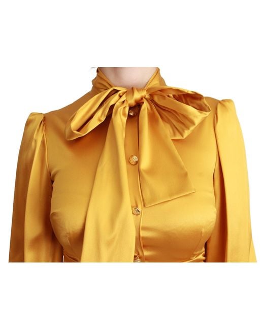 Dolce & Gabbana Dolce Gabbana Yellow Silk Stretch Sheath Bodycon Mini Dress