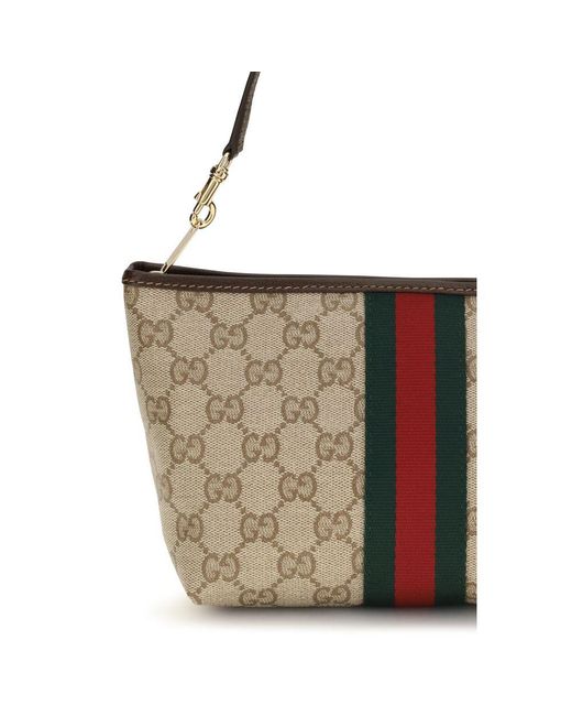 Gucci White Small Pouch With Strap And Web