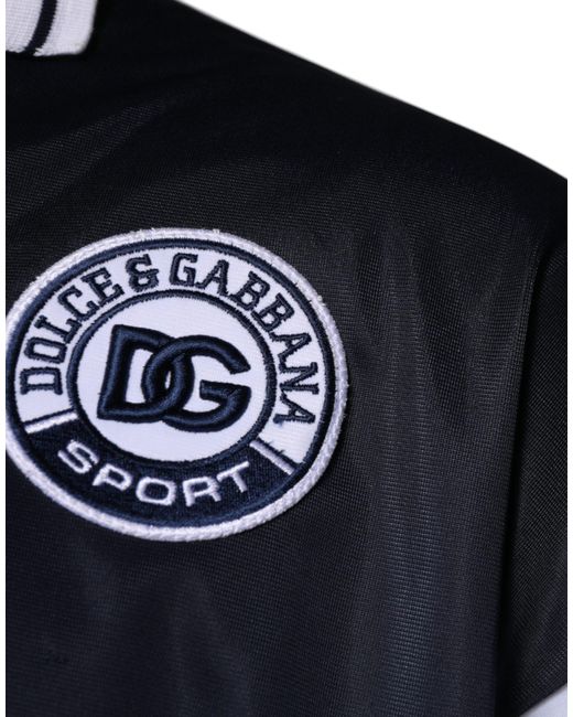 Dolce & Gabbana Blue Logo Jersey Collared Pullover Sweater for men