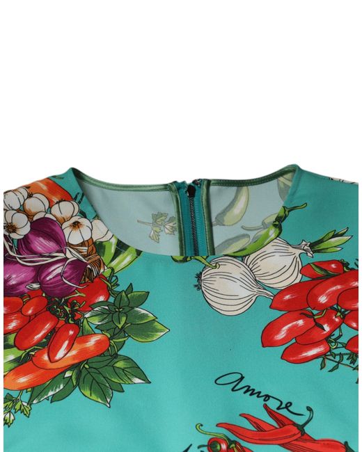 Dolce & Gabbana Blue Vegetables Sleeveless Tank Top