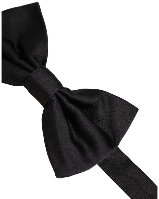 Dolce & Gabbana Men Black 100% Silk Adjustable Neck Papillon Bow Tie for men
