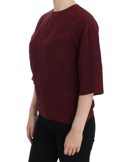 Dolce & Gabbana Purple 3/4 Sleeve Silk Blouse