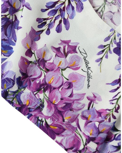 Dolce & Gabbana Purple Elegant Floral Cropped Top