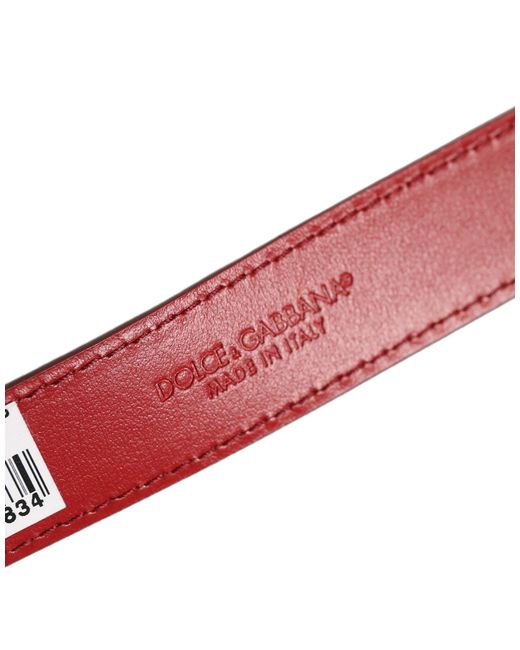 Dolce & Gabbana Red Calfskin Leather Gold Buckle Belt Strap Bracelet