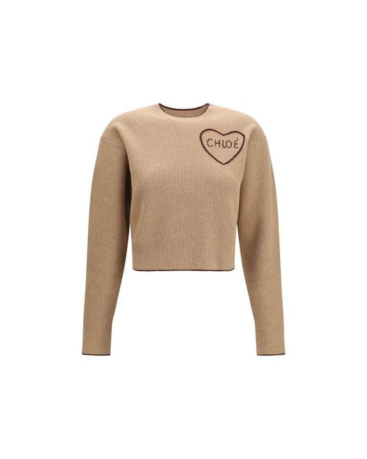 Chloé Natural Beige Wool Oves Aries Sweatshirt