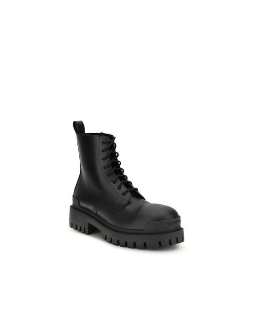 Balenciaga Black Strike Lace-Up Boots for men