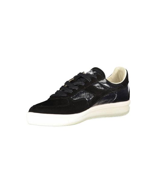 Diadora Black Chic Lace-Up Sneakers With Swarovski Crystals