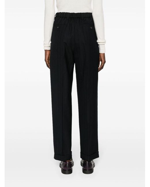 Miu Miu Black High-Waisted Pinstripe Tailored Trousers